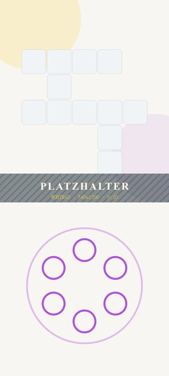 Platzhalterbild in den Farben des Wortspiels — Buchstabenrad unten, Kreuzworträtsel oben. Der echte Screenshot folgt.